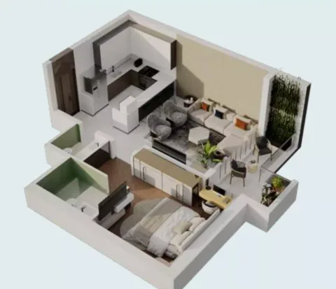 Floor plan, 1 Bed, 713 sq ft