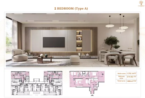 Floor plan, 2 Beds, 1,484 sq ft