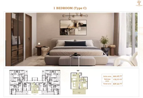 Floor plan, 1 Bed, 839 sq ft
