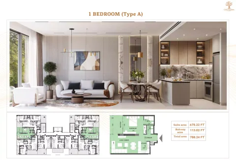 Floor plan, 1 Bed, 788 sq ft