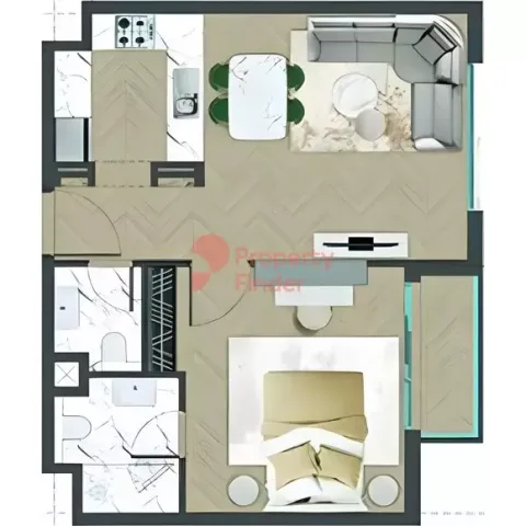 Floor plan, 1 Bed, 0 sq ft