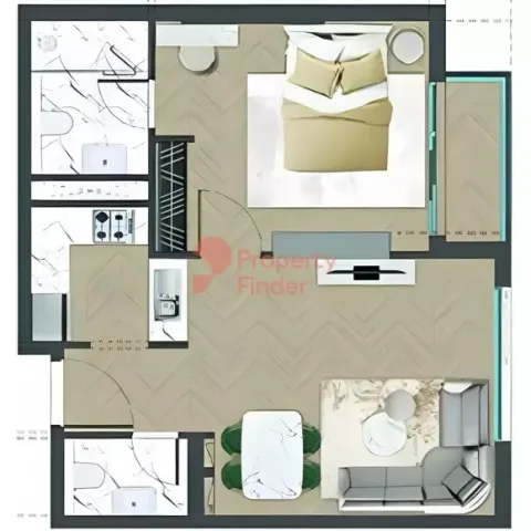 Floor plan, 1 Bed, 0 sq ft