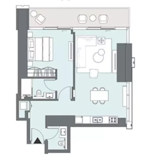 Floor plan, 1 Bed, 863 sq ft