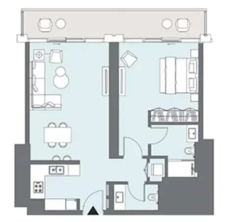Floor plan, 1 Bed, 933 sq ft