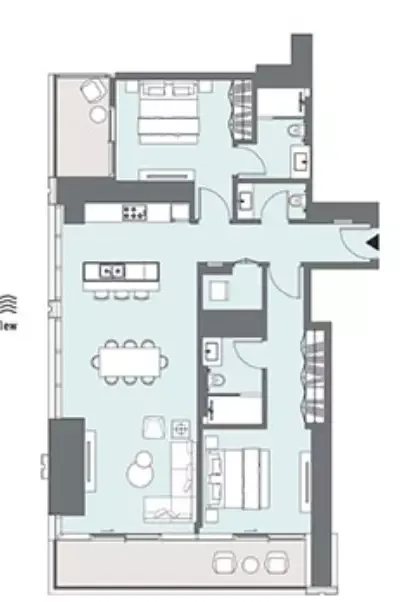 Floor plan, 2 Beds, 1,437 sq ft