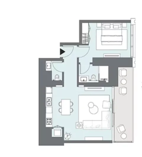 Floor plan, 1 Bed, 833 sq ft