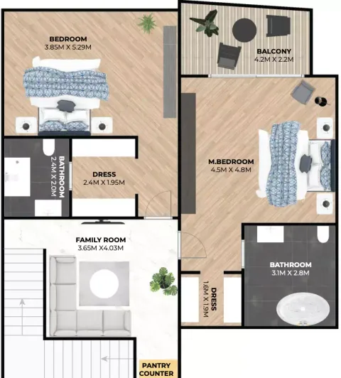 Floor plan, 3 Beds, 2,486 sq ft