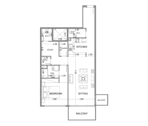 Floor plan, 1 Bed, 1,216 sq ft