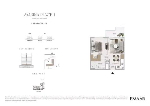Floor plan, 1 Bed, 840 sq ft