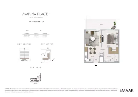Floor plan, 1 Bed, 944 sq ft