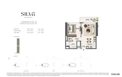 Floor plan, 1 Bed, 755 sq ft
