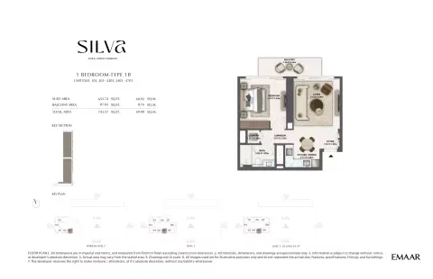 Floor plan, 1 Bed, 743 sq ft