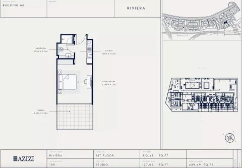 Floor plan, Studio, 439 sq ft