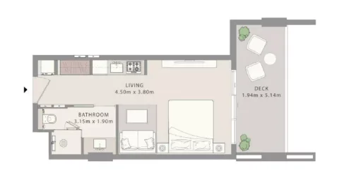 Floor plan, Studio, 457 sq ft