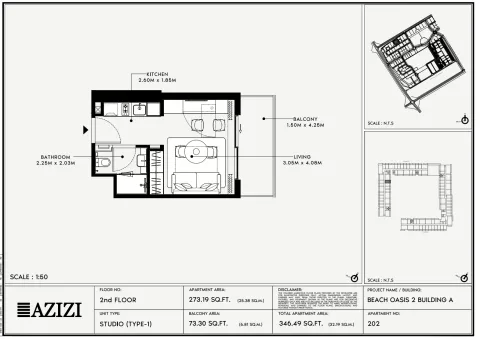 Floor plan, Studio, 346 sq ft