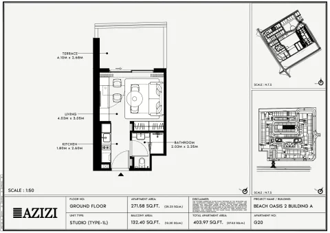 Floor plan, Studio, 403 sq ft