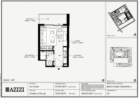 Floor plan, Studio, 345 sq ft