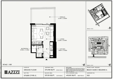 Floor plan, Studio, 410 sq ft