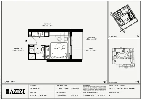 Floor plan, Studio, 348 sq ft