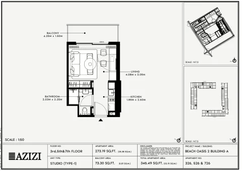 Floor plan, Studio, 346 sq ft