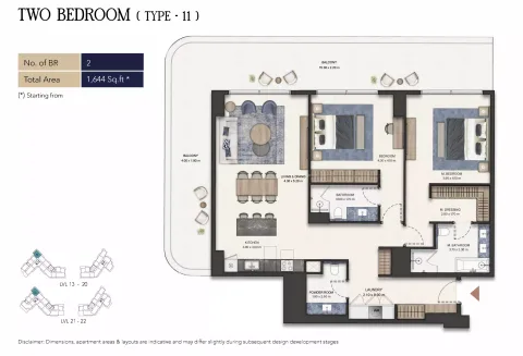 Floor plan, 2 Beds, 1,644 sq ft