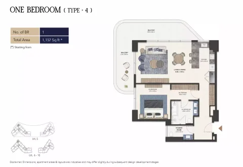 Floor plan, 1 Bed, 1,157 sq ft