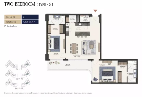 Floor plan, 2 Beds, 1,326 sq ft