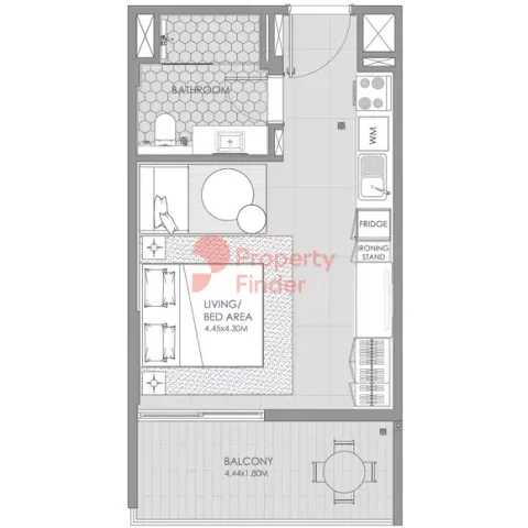 Floor plan, Studio, 416 sq ft