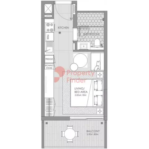 Floor plan, Studio, 391 sq ft