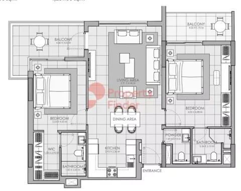 Floor plan, 2 Beds, 1,281 sq ft