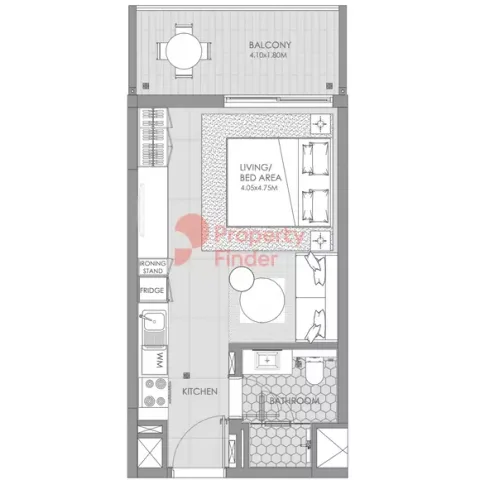Floor plan, Studio, 420 sq ft