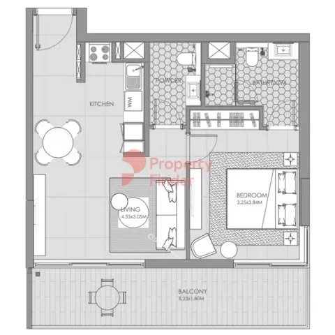 Floor plan, 1 Bed, 759 sq ft