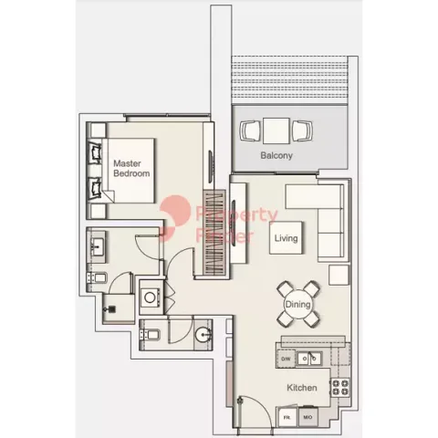 Floor plan, 1 Bed, 764 sq ft