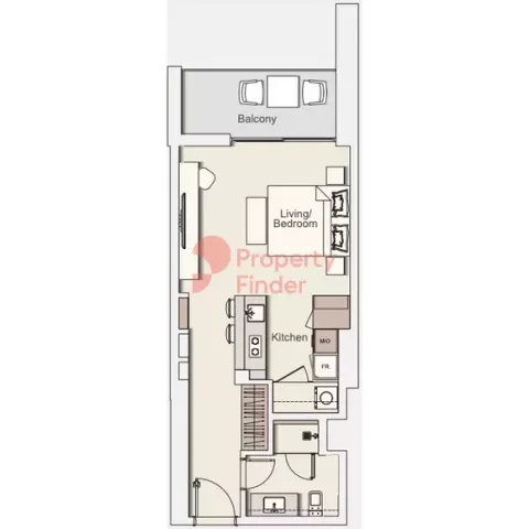 Floor plan, Studio, 540 sq ft