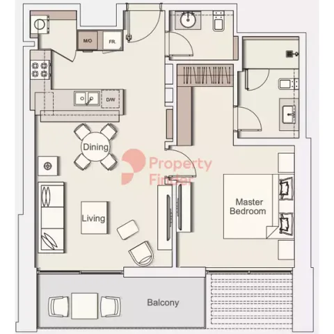 Floor plan, 1 Bed, 831 sq ft