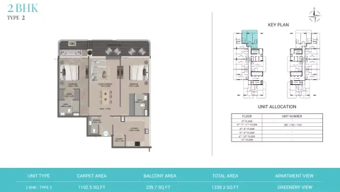 Floor plan, 2 Beds, 1,338 sq ft