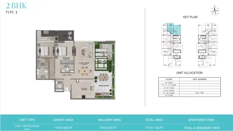 Floor plan, 2 Beds, 1,719 sq ft
