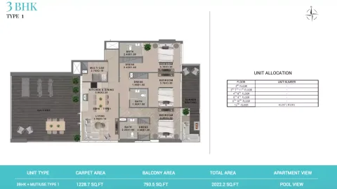 Floor plan, 3 Beds, 2,022 sq ft