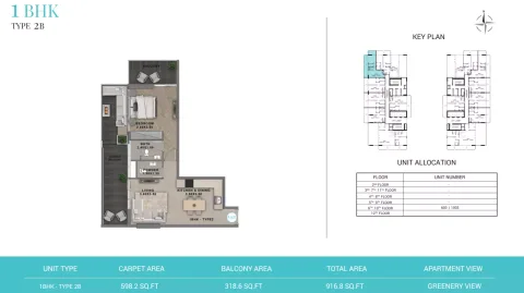 Floor plan, 1 Bed, 916 sq ft