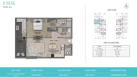 Floor plan, 1 Bed, 794 sq ft