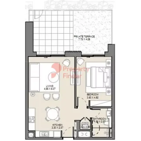 Floor plan, 1 Bed, 1,097 sq ft