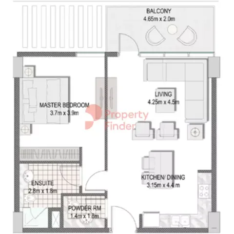 Floor plan, 1 Bed, 793 sq ft