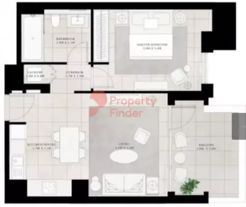 Floor plan, 1 Bed, 756 sq ft