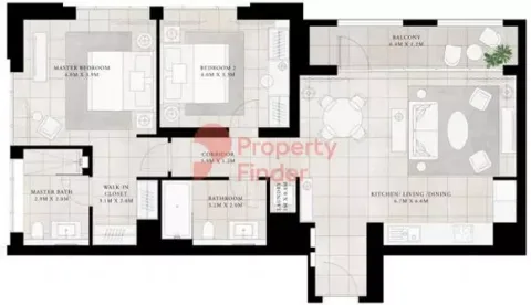 Floor plan, 2 Beds, 1,184 sq ft