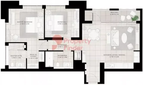Floor plan, 2 Beds, 1,184 sq ft