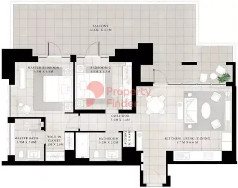 Floor plan, 2 Beds, 1,767 sq ft