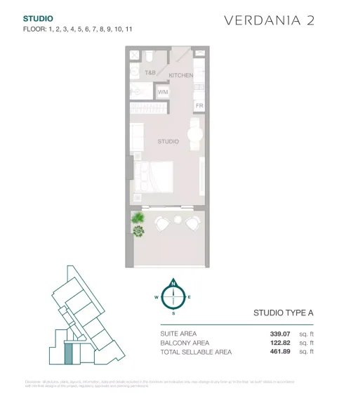 Floor plan, Studio, 461 sq ft