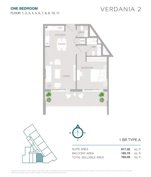 Floor plan, 1 Bed, 783 sq ft