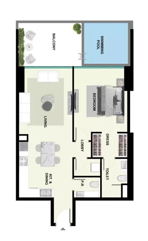 Floor plan, 1 Bed, 871 sq ft