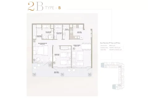 Floor plan, 2 Beds, 1,130 sq ft